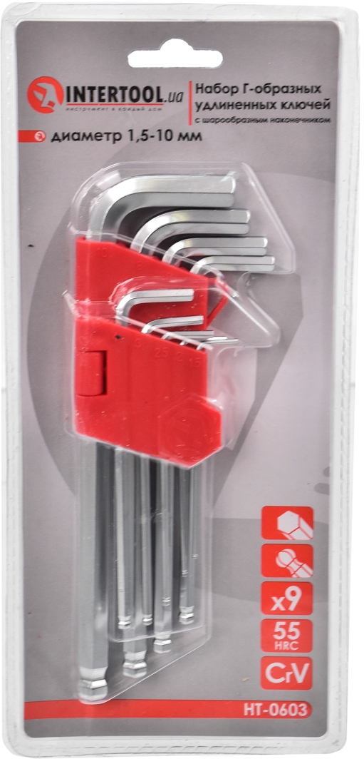 

Набор ключей шестигранных Intertool ht0603 1,5-10 мм 9 шт