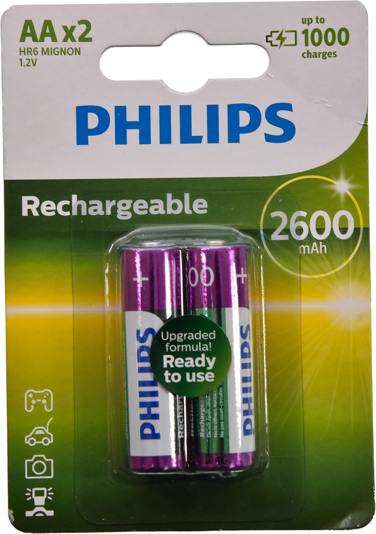 

Аккумуляторная батарейка Philips Rechargeable R6B2A260/10 2600 mAh 2 шт