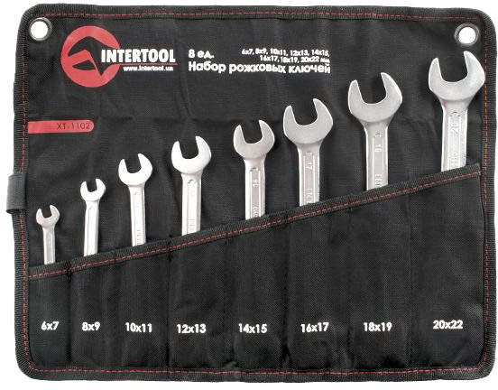 

Набор ключей рожковых Intertool xt1102 6-22 мм 8 шт