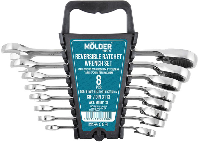 

Набор ключей комбинированных трещоточных Molder MT59108 8-19 мм 8 шт