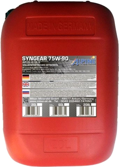 

Трансмиссионное масло Alpine Syngear GL-4 / 5 75W-90 синтетическое 074520