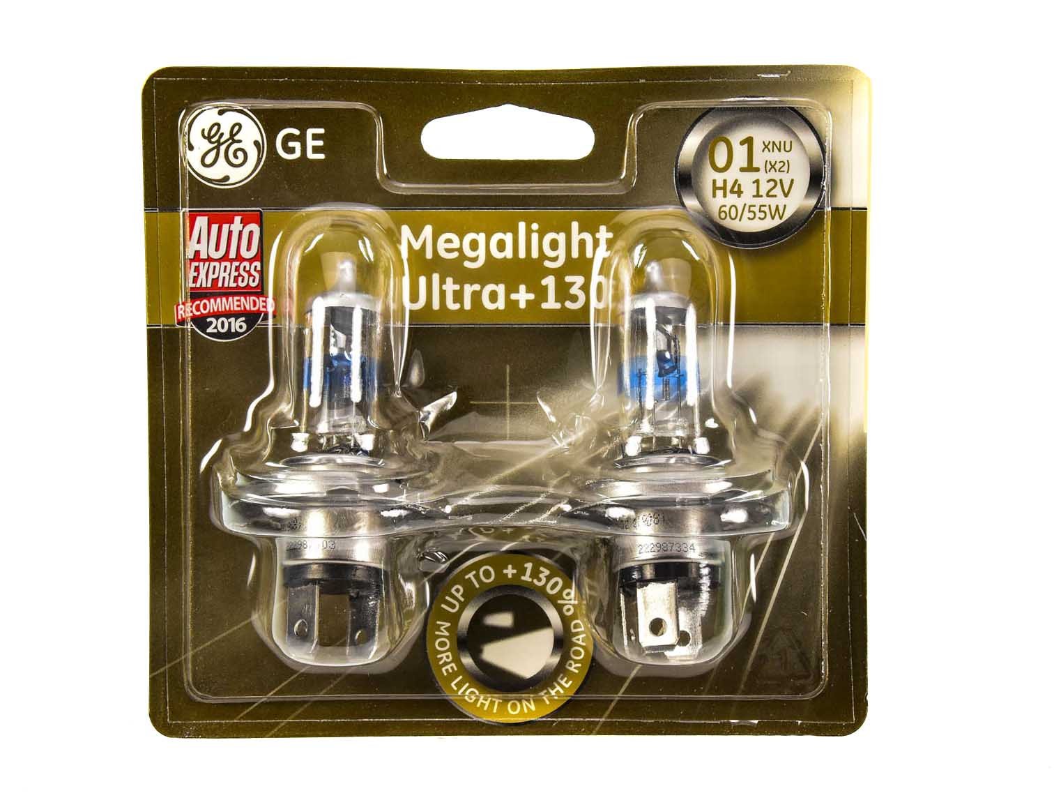 

Автолампы General Electric 50440xnu2b Megalight Ultra +130 H4 P43t 60 W 55 W прозрачно-голубой