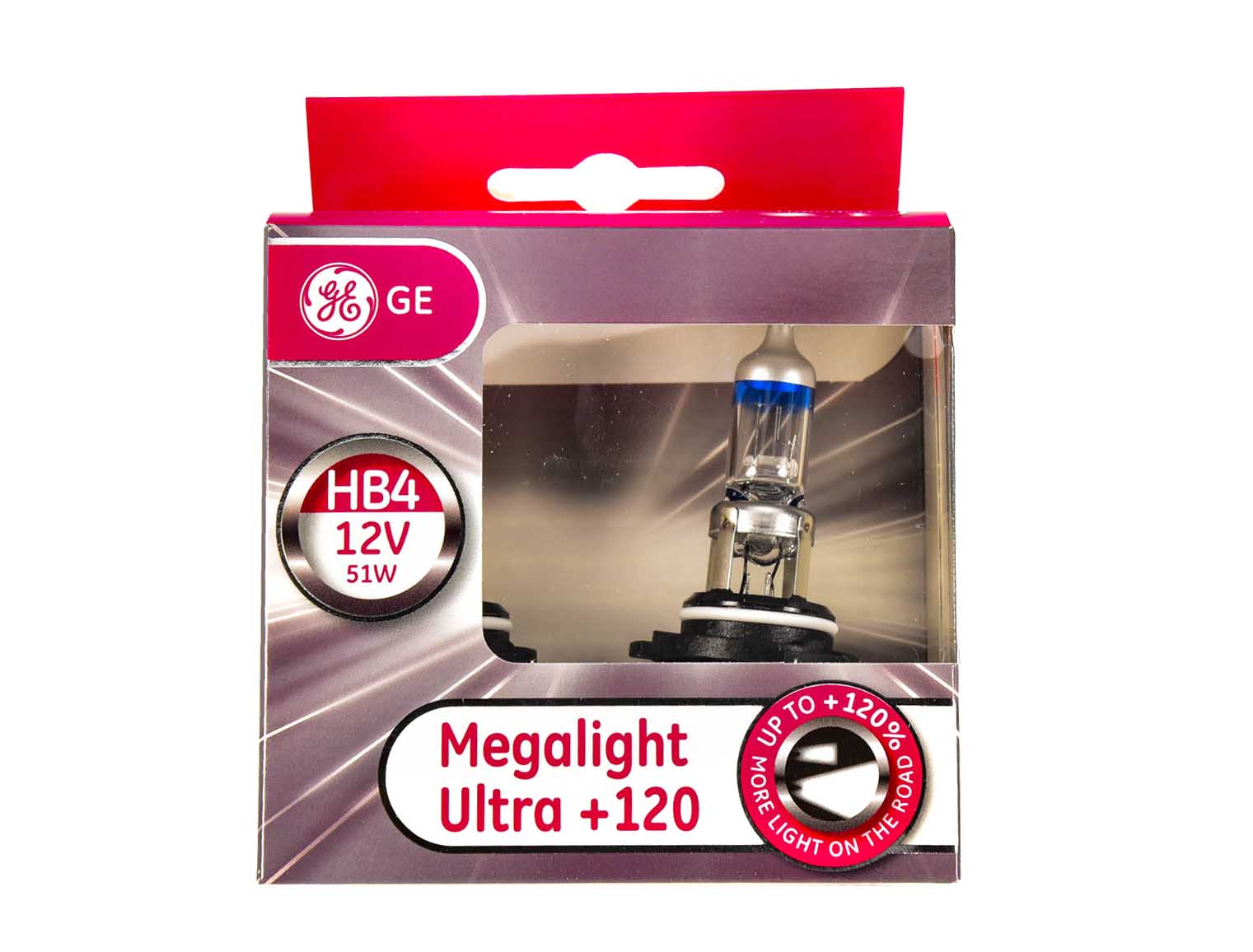 

Автолампа General Eleсtric 53070snu2d Megalight Ultra +120 HB4 P22d 51 W прозрачно-голубой