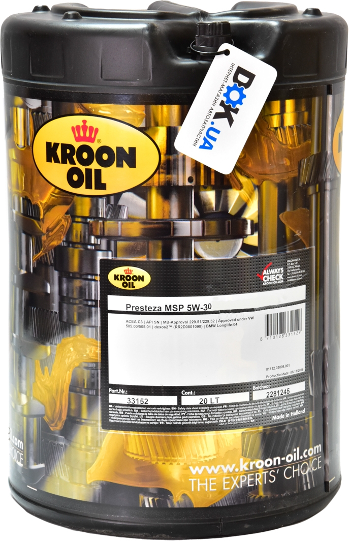 

Моторное масло Kroon Oil Presteza MSP 5W-30 синтетическое 33152