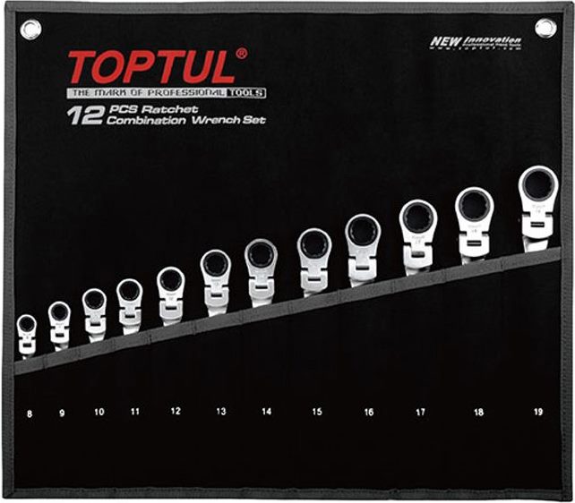 

Набор ключей комбинированных трещоточных Toptul GPAQ1204 8-19 мм с шарниром 12 шт