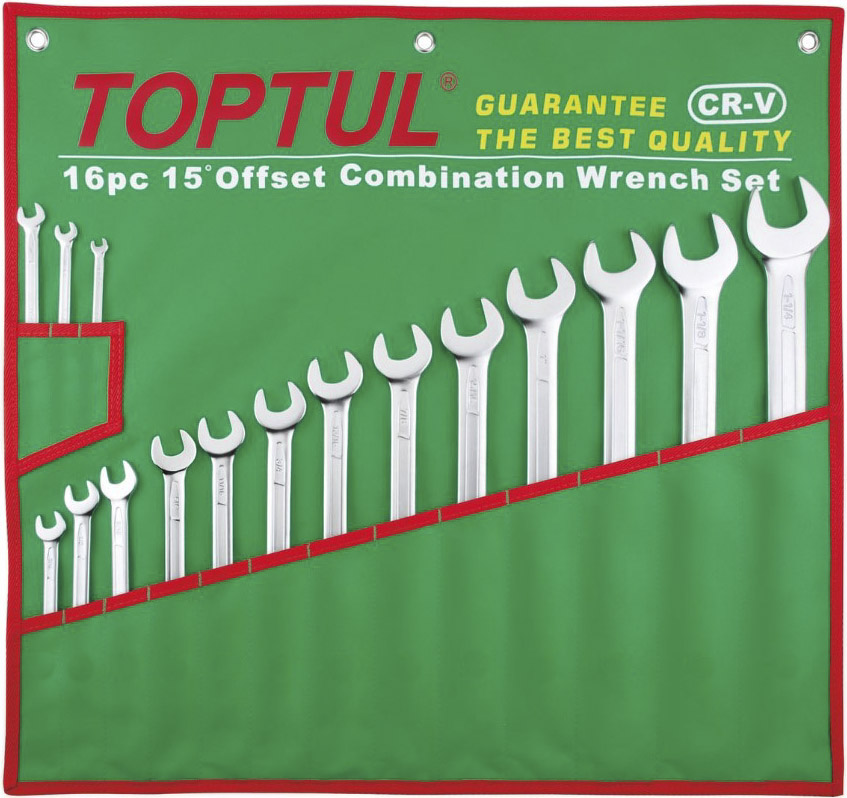 

Набор ключей рожково-накидных Toptul GBAA1604 1/4"-1"1/4 16 шт