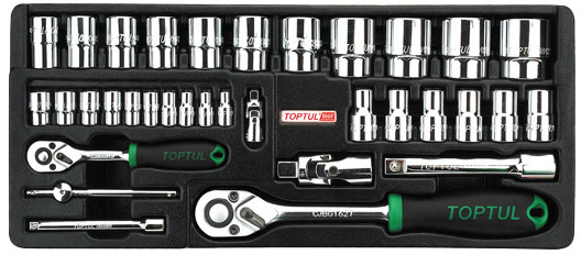 

Набор торцевых головок и комплектующих Toptul GCAT3402 27 шт. 1/2", 1/4"