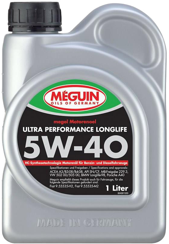 

Моторное масло Meguin Ultra Performance Longlife 5W-40 синтетическое 6486