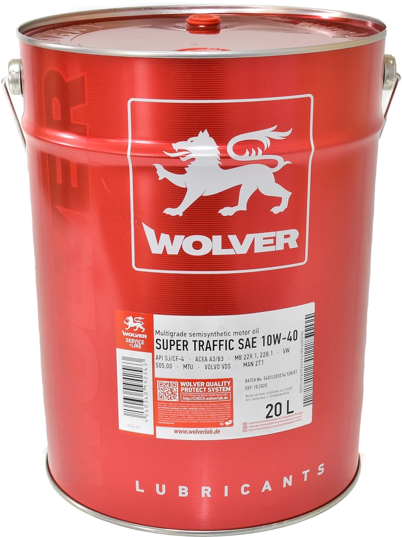 

Моторное масло Wolver Super Traffic 10W-40 полусинтетическое 4260360942563