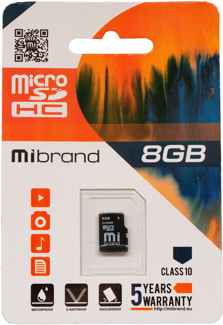 

Карта памяти Mibrand microSDHC 8 ГБ MICDHC10/8GB