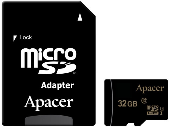 

Карта памяти Apacer microSDHC 32 ГБ с SD-адаптером AP32GMCSH10U1-R