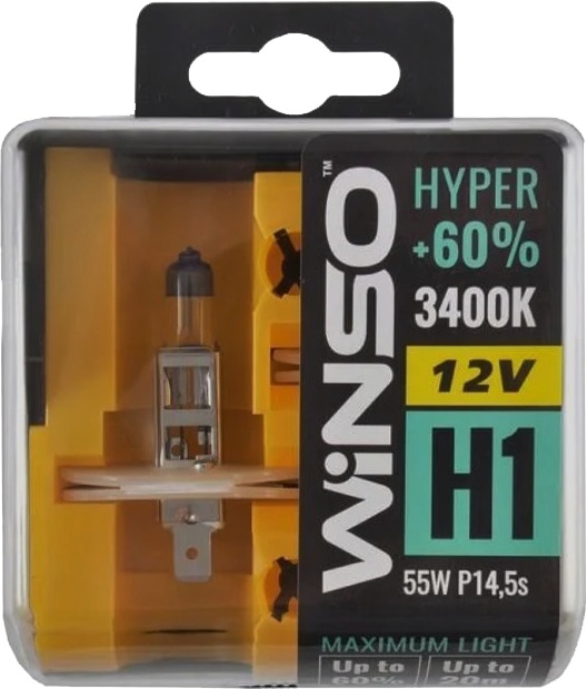 

Автолампа Winso 712130 Hyper H1 P14,5s 55 W прозрачная