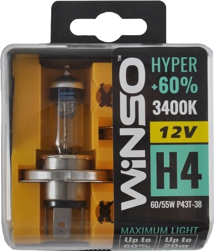 

Автолампа Winso 712430 Hyper H4 P43t-38 55 W 60 W прозрачная