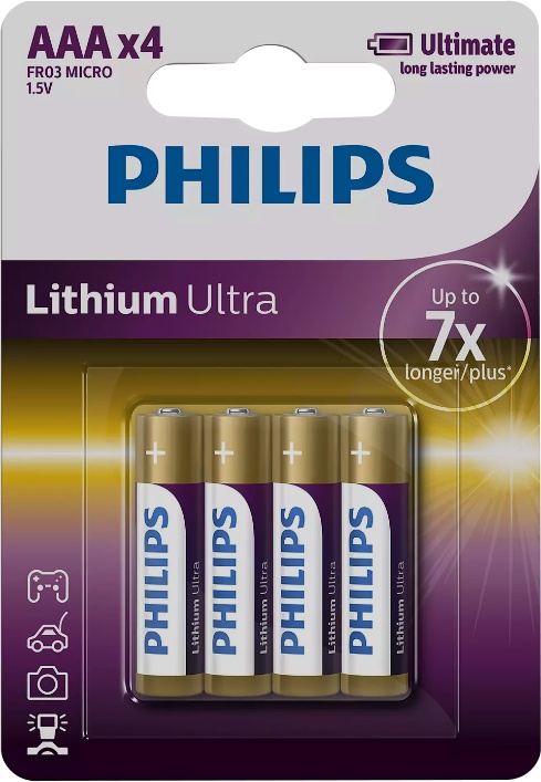 

Батарейка Philips Lithium Ultra FR03LB4A10 AAA (мизинчиковая) 1,5 V 4 шт
