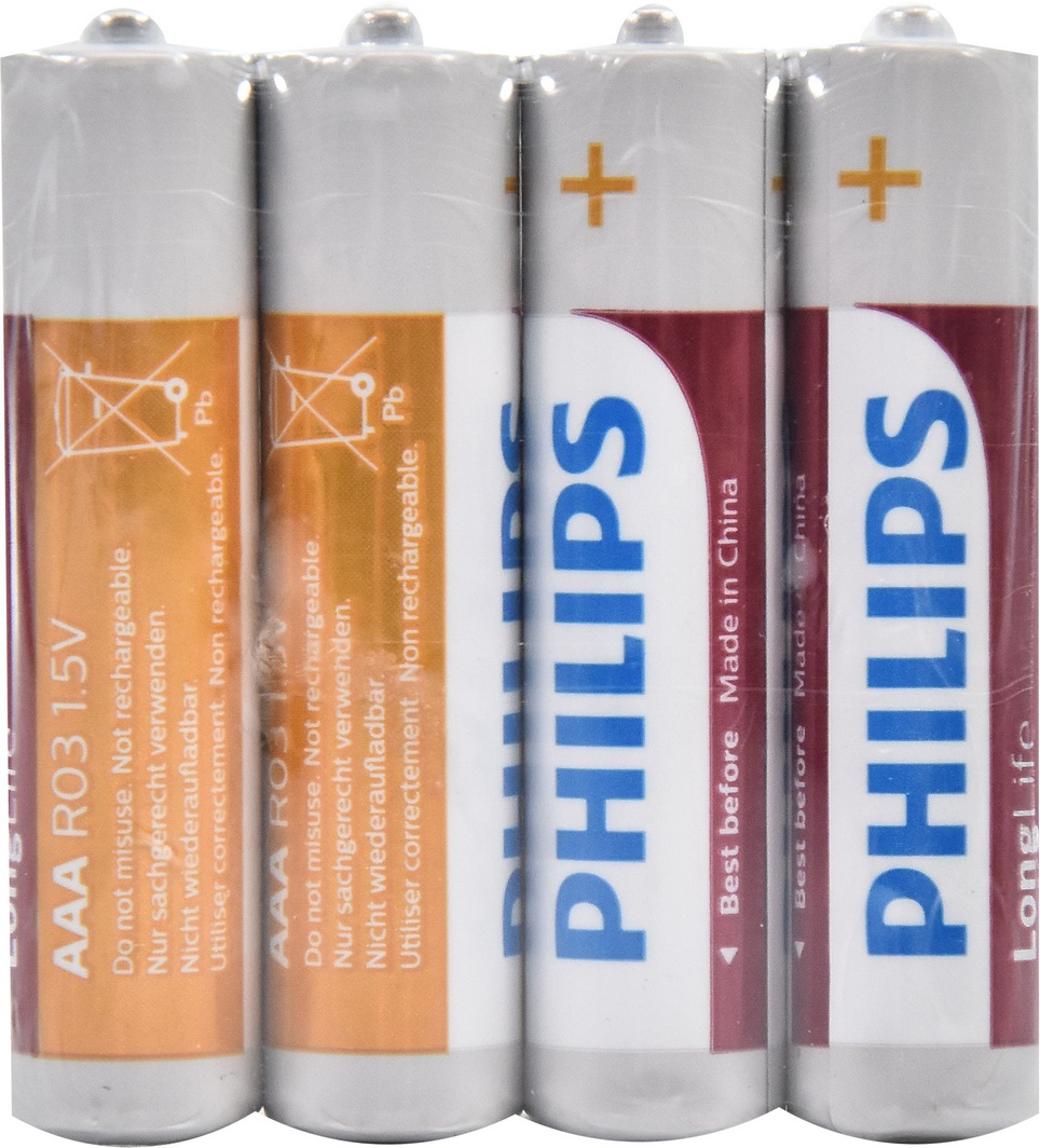

Батарейка Philips LongLife R03L4F/10 AAA (мизинчиковая) 1,5 V 4 шт