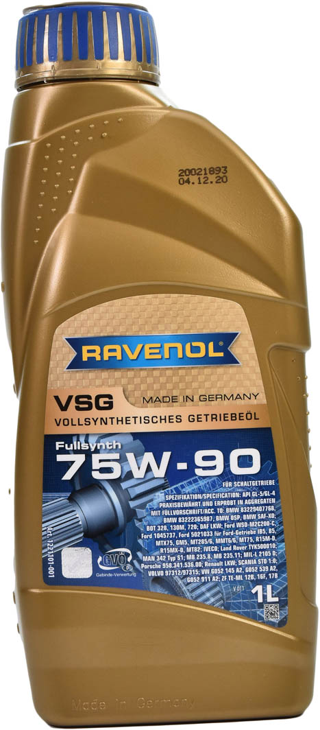 

Трансмиссионное масло Ravenol VSG GL-4 / 5 75W-90 синтетическое 1221101001