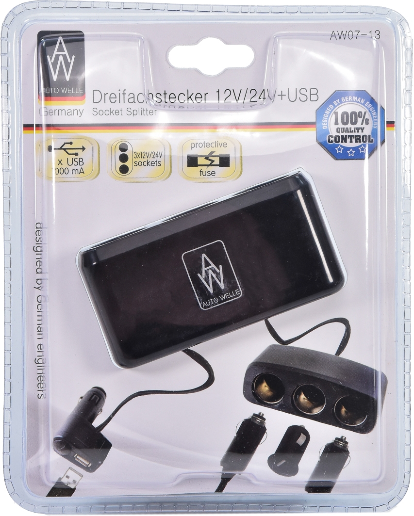 

Разветвитель прикуривателя с USB Auto Welle AW0713