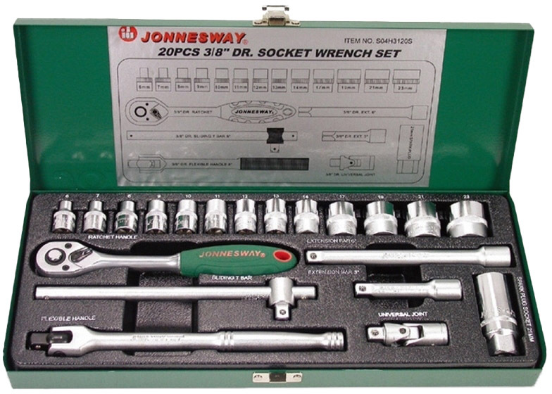 

Набор торцевых головок и комплектующих Jonnesway s04h3120s 14 шт. 3/8"