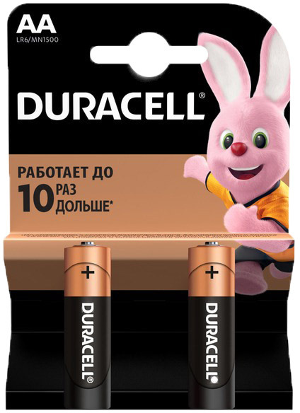 

Батарейка Duracell 6409640 AA (пальчиковая) 1,5 V 2 шт