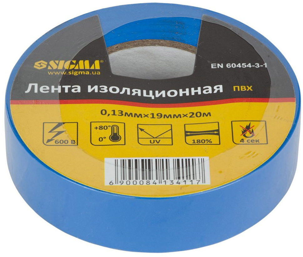 

Изолента Sigma 8413411 синий ПВХ 19х20