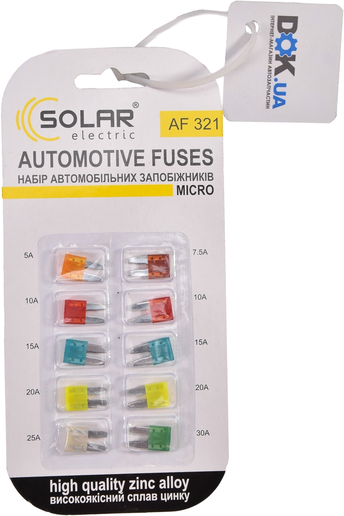 

Набор предохранителей Solar AF321 FR02 micro 5A 10 шт.