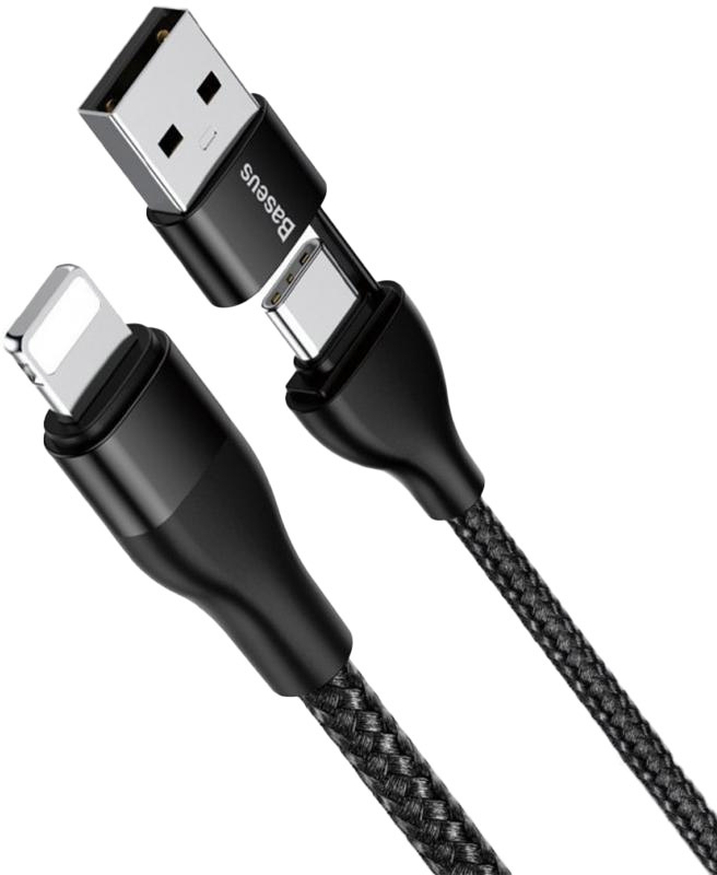 

Кабель 2 в 1 Baseus Dual Output 2-in-1 CATLYW-G01 USB - Apple Lighting - USB type-C 1 м