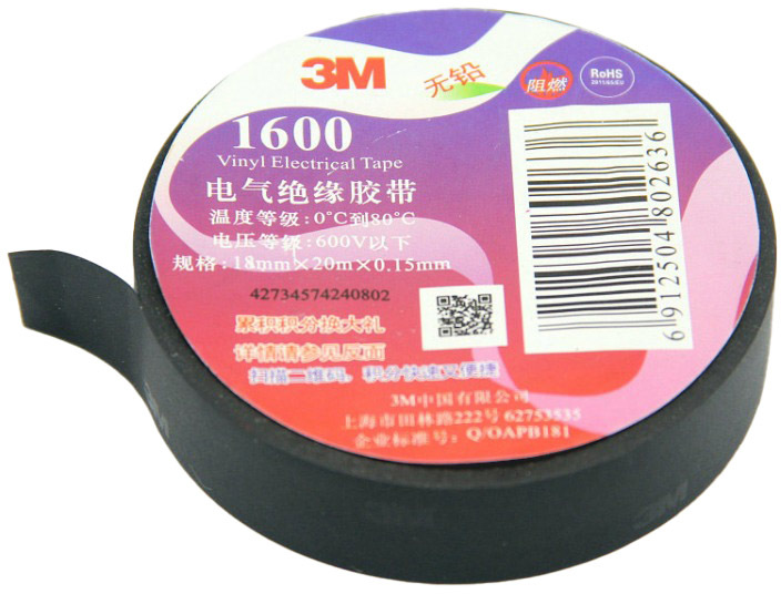 

Изолента 3M 1600 28488 черный ПВХ 18 мм х 20 м
