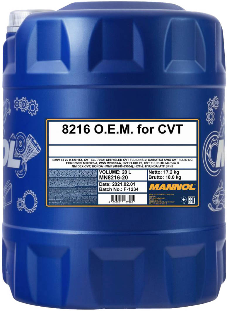 

Трансмиссионное масло Mannol O.E.M. for CVT синтетическое MN8216-20