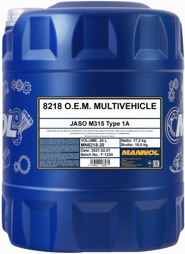 

Трансмиссионное масло Mannol O.E.M. Multivehicle синтетическое MN8218-20
