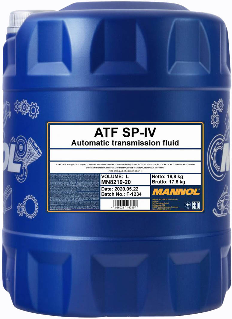 

Трансмиссионное масло Mannol ATF SP-IV синтетическое MN8219-20