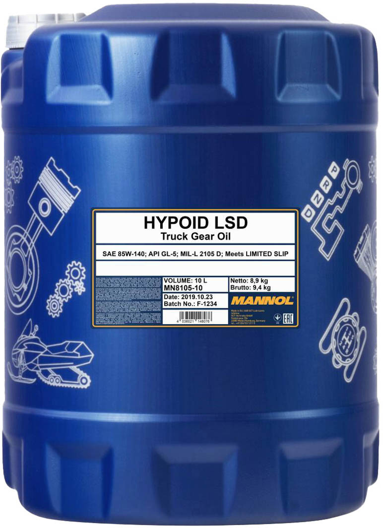 

Трансмиссионное масло Mannol Hypoid LSD GL-5 LS 85W-140 минеральное MN8105-10