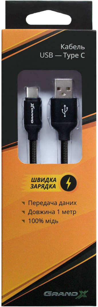 

Кабель Grand-X MC-01B USB - USB type-C 1 м