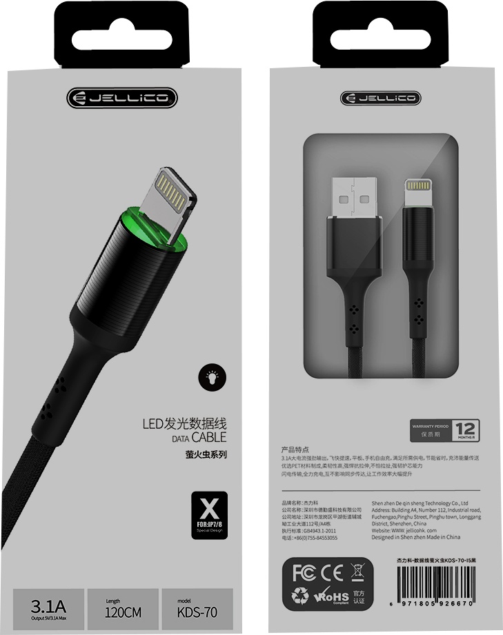 

Кабель Jellico KDS-70 RL055767 USB - Apple Lightning 1,2 м