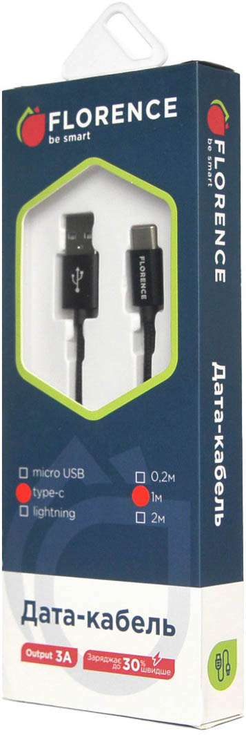 

Кабель Florence Fabric FL-2203-KT USB - USB type-C 1 м