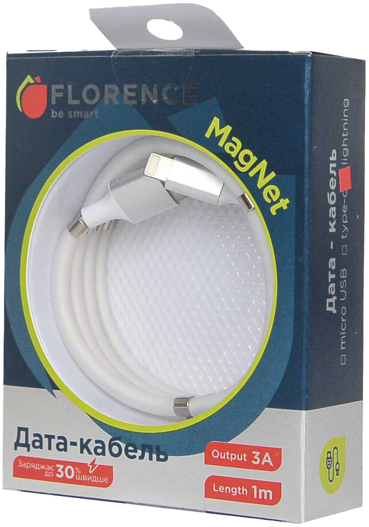 

Кабель Florence MagNet FL-2202-WL USB - Apple Lightning 1 м