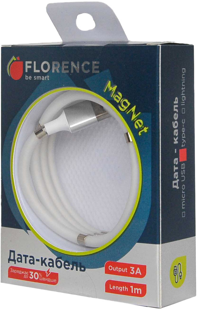 

Кабель Florence MagNet FL-2202-WT USB - USB type-C 1 м