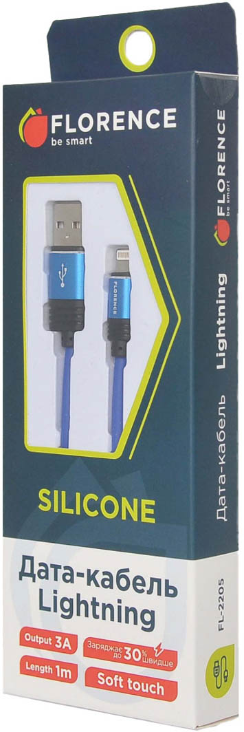 

Кабель Florence Silicone FL-2205-BL USB - Apple Lighting 1 м