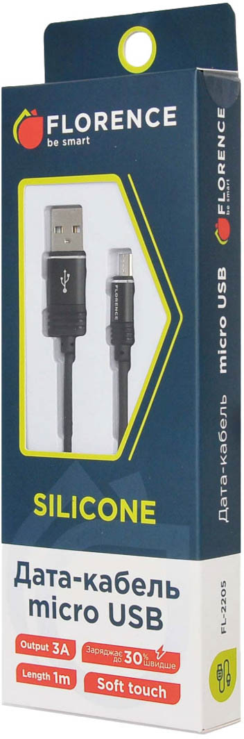 

Кабель Florence Silicone FL-2205-KM USB - Micro USB 1 м