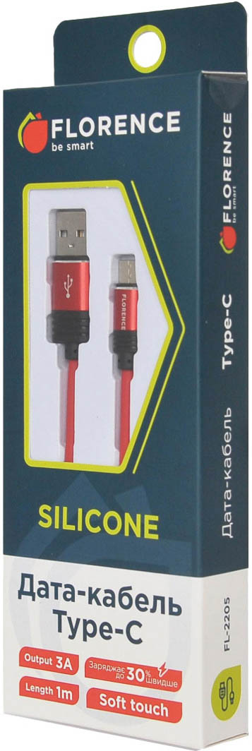 

Кабель Florence Silicone FL-2205-RT USB - USB type-C 1 м