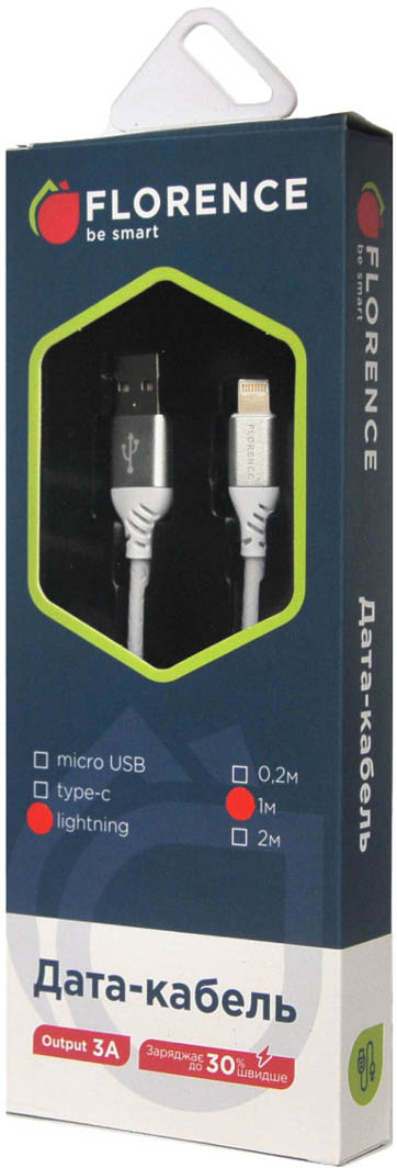 

Кабель Florence Technic FL-2204-WL USB - Apple Lightning 1 м