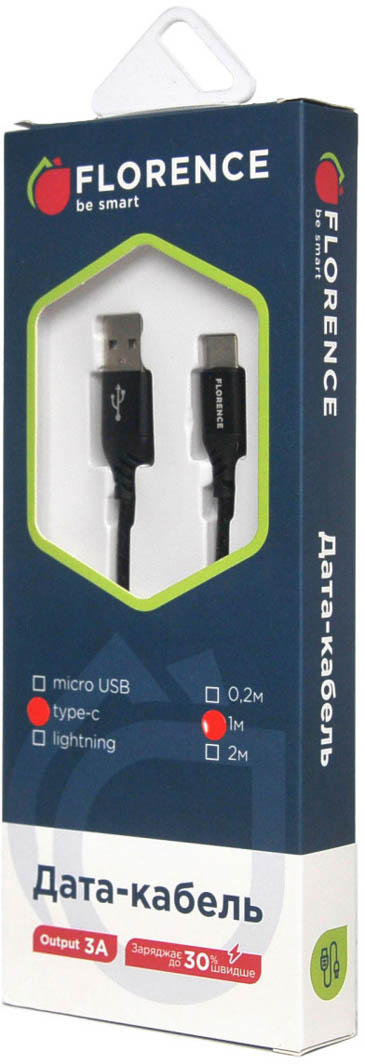 

Кабель Florence Technic FL-2204-KT USB - USB type-C 1 м