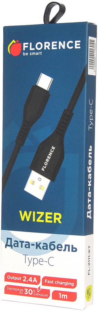 

Кабель Florence Wizer FL-2111-KT USB - USB type-C 1 м