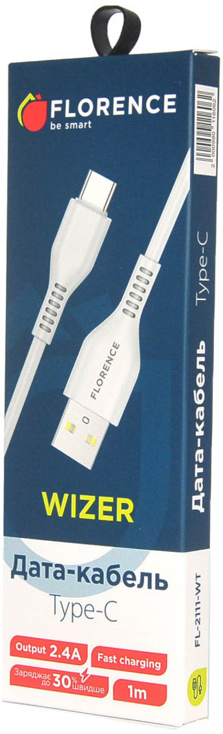 

Кабель Florence Wizer FL-2111-WT USB - USB type-C 1 м