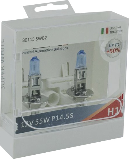 

Автолампа MTA 80115SWB2 Super White H1 P14,5s 55 W светло-голубая