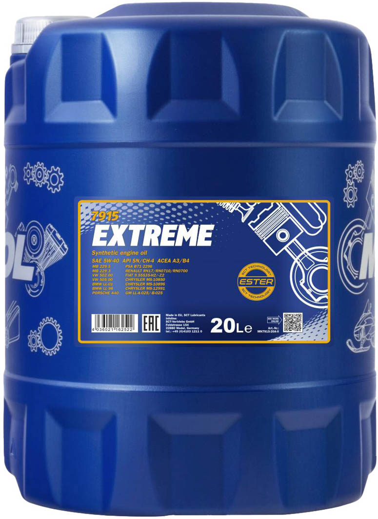 

Моторное масло Mannol Extreme 5W-40 синтетическое MN7915-20