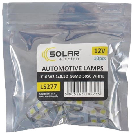 

Автолампы Solar LS277P T10 W2,1x9,5d