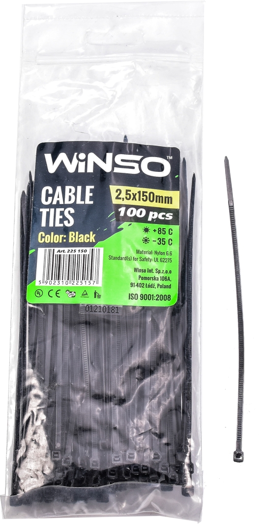 

Стяжка Winso 225150 0,15 м 2,5 мм 100 шт