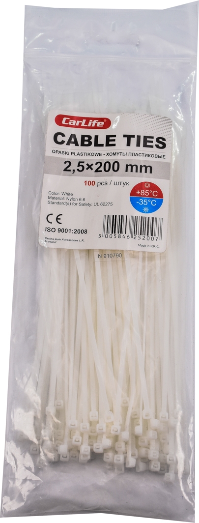 

Стяжка Carlife w25x200 0,2 м 2,5 мм 100 шт