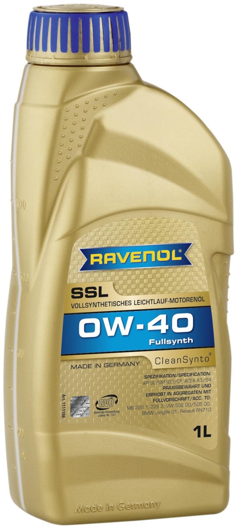 

Моторное масло Ravenol SSL 0W-40 синтетическое 11111081