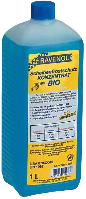 

Концентрат омывателя Ravenol Scheibenfrostschutz BIO зимний -60 °С цитрусовый 14201001